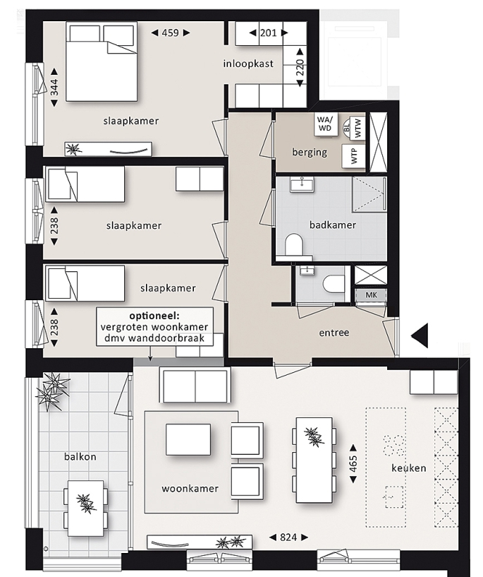 Residence de Vos, Type F, Bunde
