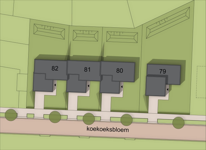 Park Hoogveld - Koekoeksbloem 4 splitlevelwoningen te Heerlen, Koekoeksbloem 3 geschakelde splitlevelwoningen, bouwnummer: 80, Heerlen